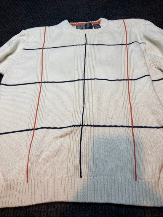 Oscar de la Renta Other - Vintage Oscar De LaRenta Men's Cream Windowpane Crewneck Sweater